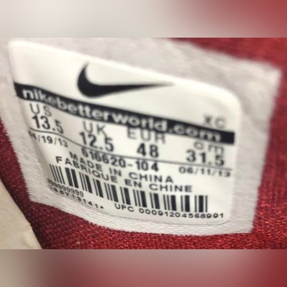 Nike Zoom Hyperfuse White Maroon Low Top Sneakers Size 13.5 New MSRP $140 - Picture 5 of 6